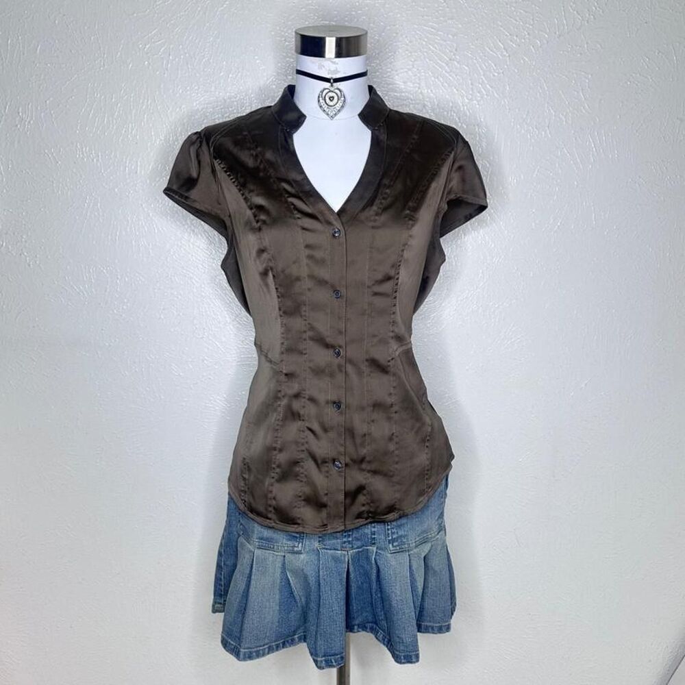 Express Women's Brown and Khaki Blouse